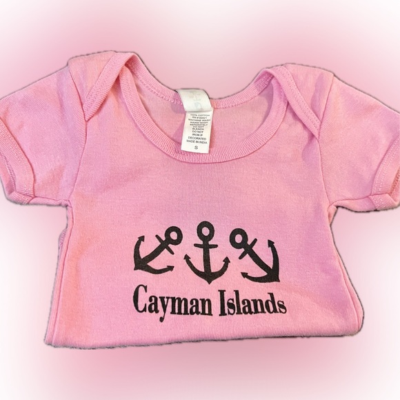 Onesie Baby Size Small Pink Cayman Islands Souvenir Tee Snap Closure Anchor - Picture 3 of 6